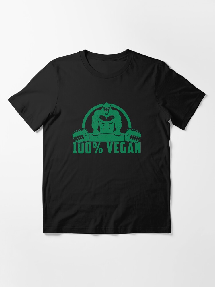 Alternate view of 100% Vegan AF Muscle Gorilla - Funny Workout Quote Gift Essential T-Shirt