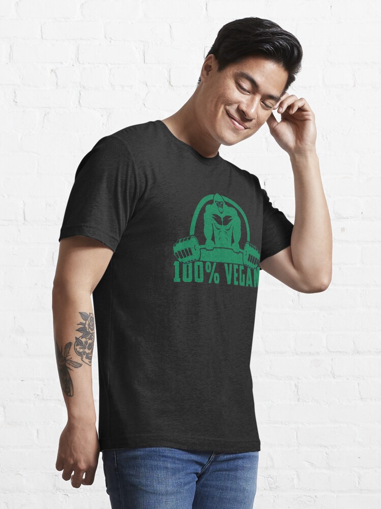 Alternate view of 100% Vegan AF Muscle Gorilla - Funny Workout Quote Gift Essential T-Shirt