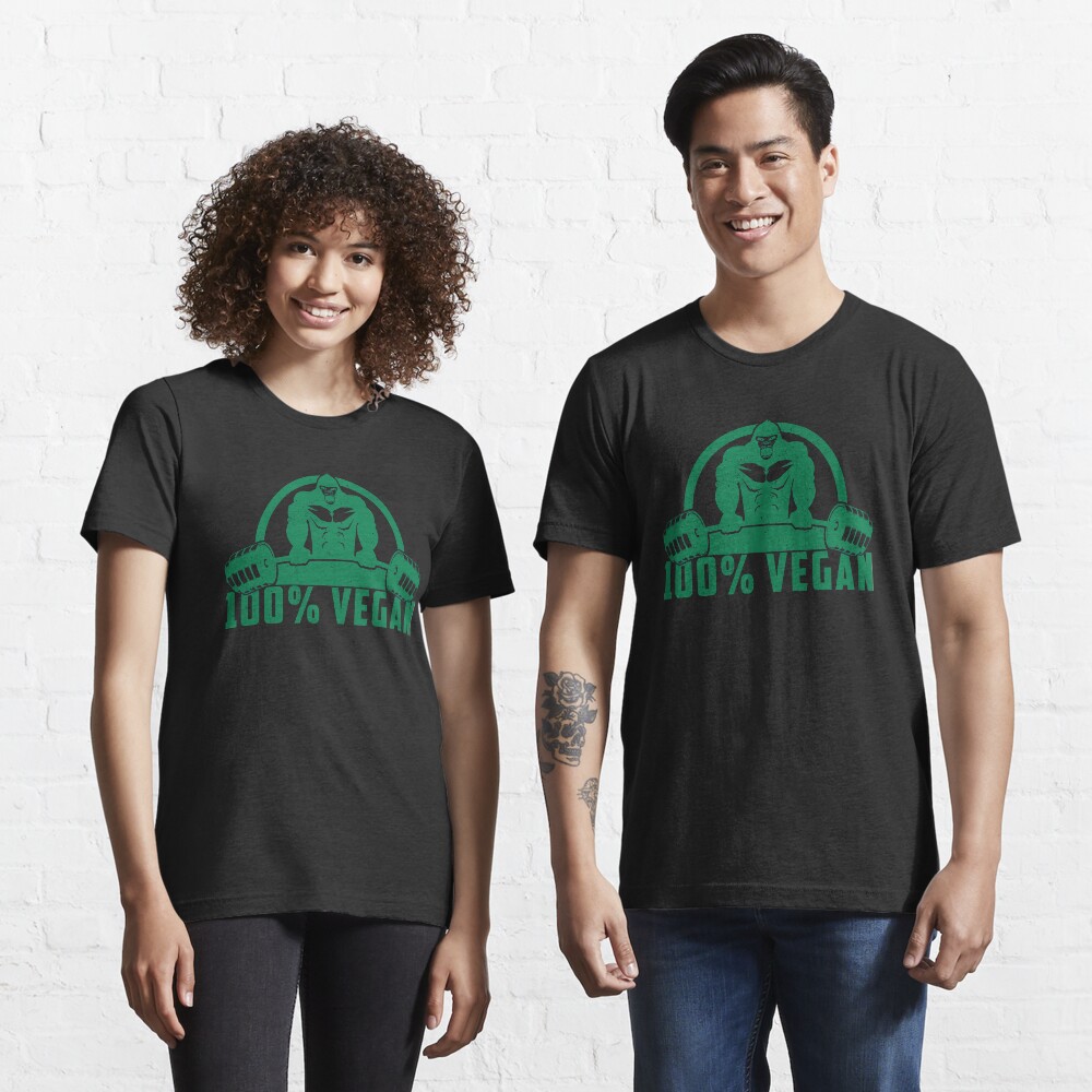 100% Vegan AF Muscle Gorilla - Funny Workout Quote Gift Essential T-Shirt