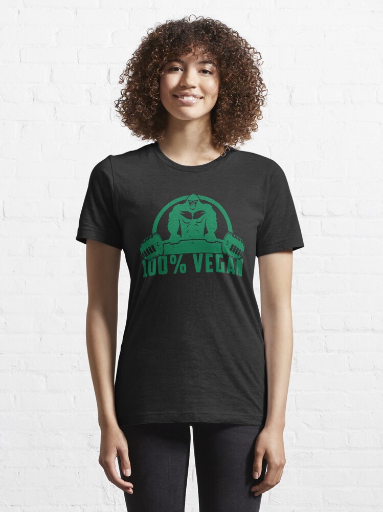 Alternate view of 100% Vegan AF Muscle Gorilla - Funny Workout Quote Gift Essential T-Shirt