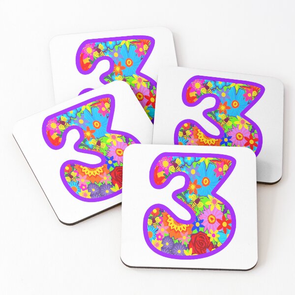 Item preview, Purple Psychedelic Floral Number 3 | Colorful Birthday Art designed and sold by Vividality.