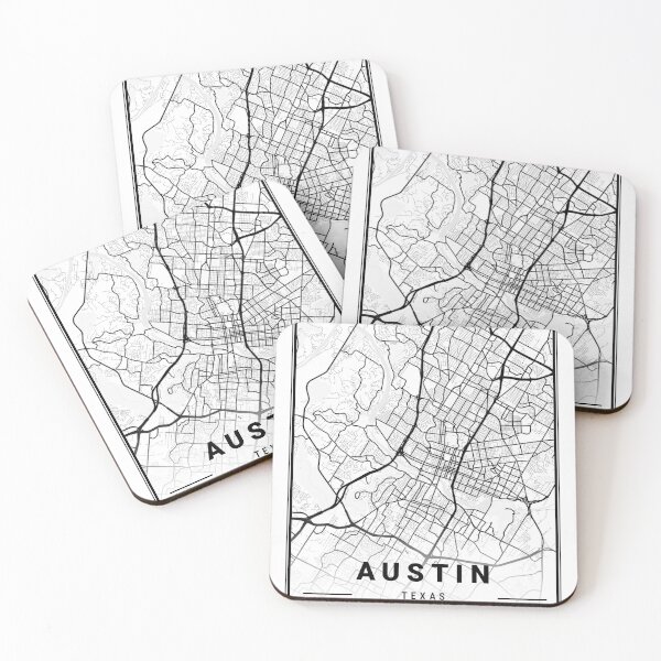 Item preview, Austin city limits black and white map designed and sold by More than Myriad.