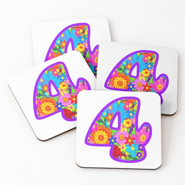 Item preview, Purple Psychedelic Floral Number 4 | Colorful Birthday Art designed and sold by Vividality.