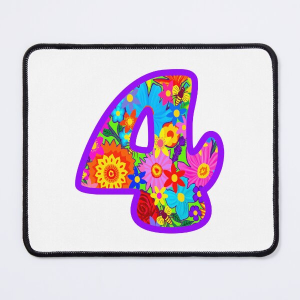 Item preview, Purple Psychedelic Floral Number 4 | Colorful Birthday Art designed and sold by Vividality.