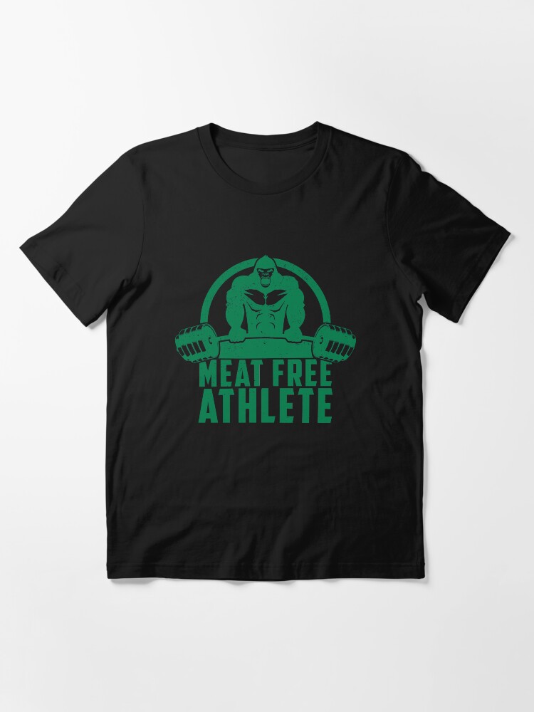 Alternate view of Meat Free Athlete Vegan Gorilla - Funny Workout Quote Gift Essential T-Shirt