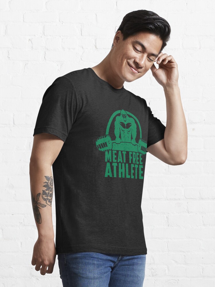 Alternate view of Meat Free Athlete Vegan Gorilla - Funny Workout Quote Gift Essential T-Shirt