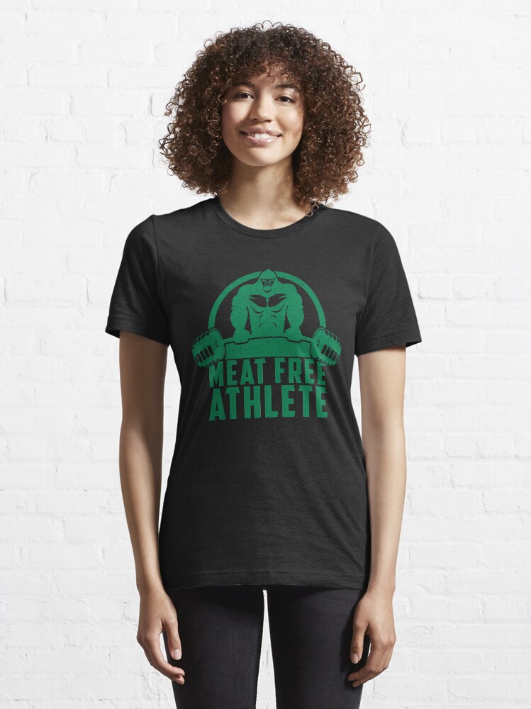 Alternate view of Meat Free Athlete Vegan Gorilla - Funny Workout Quote Gift Essential T-Shirt