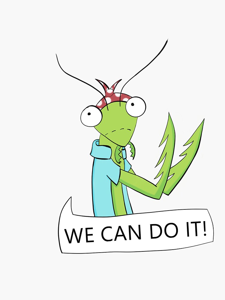 Thumbnail 3 of 3, Sticker, Rosie the Riveter Praying Mantis designed and sold by astroauroran.