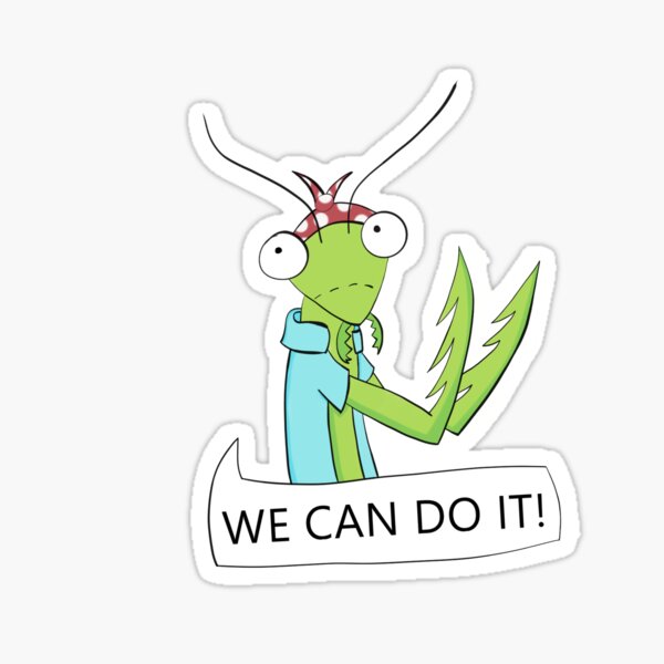 Rosie the Riveter Praying Mantis Sticker