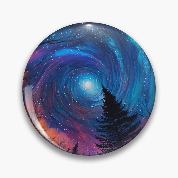 Item preview, Sparkling Colorful Winter Night Sky in Vibrant Hues With Trees designed and sold by ThreadofHonor.