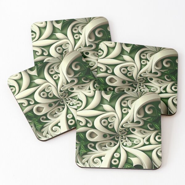 Aperçu de l'œuvre Green White Natural Pattern Digital Painting créée et vendue par CodeAndColors.