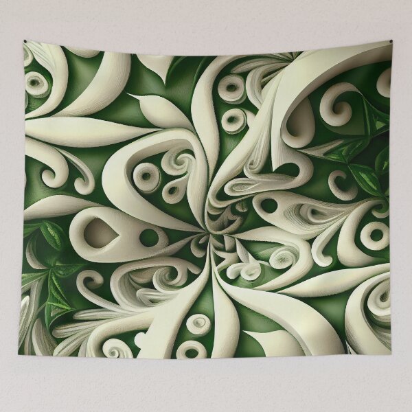 Item preview, Green White Natural Pattern Digital Painting designed and sold by CodeAndColors.