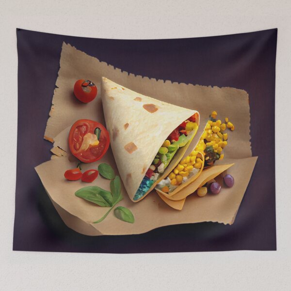 Item preview, A Taco-Lovers Dream Cornflower Quesadilla and Burritos Digital Painting designed and sold by CodeAndColors.