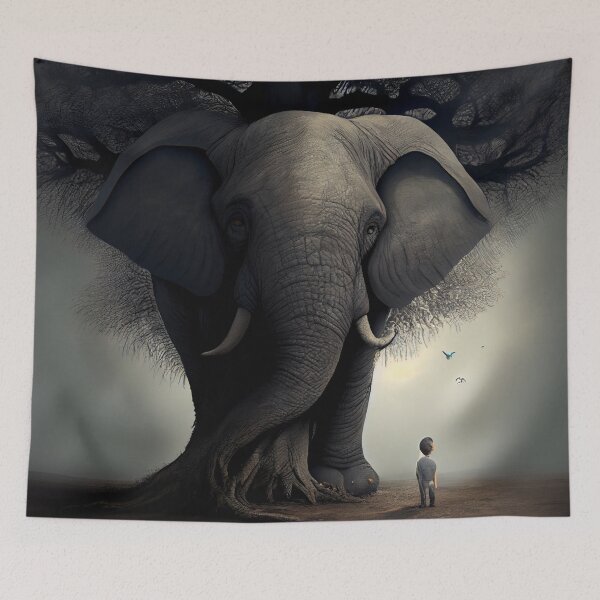 Item preview, Elephant and the Monster in the Tree Digital Painting designed and sold by CodeAndColors.