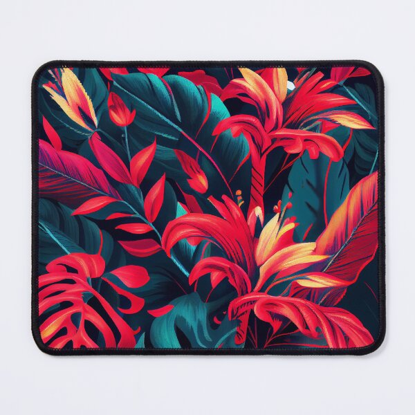 Artikelvorschau, Red Bright Dense Tropical Pattern Digital Painting entworfen und verkauft von CodeAndColors.
