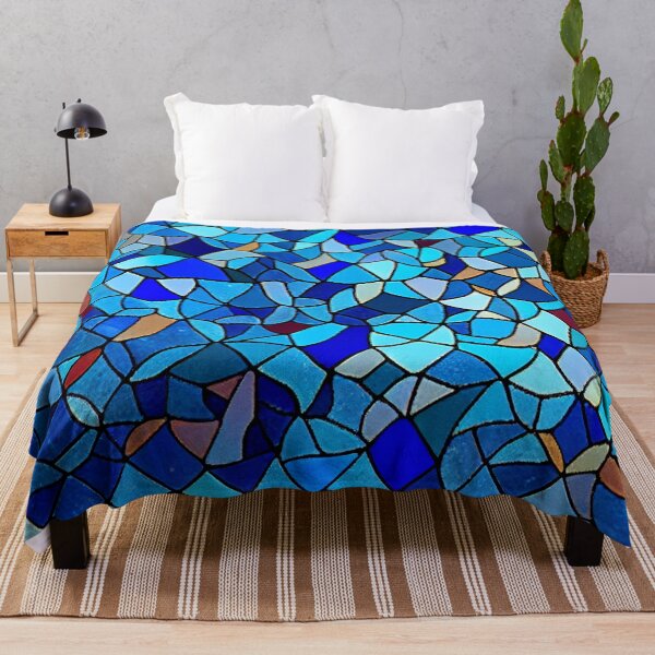 Item preview, Blue Bright Mosaic California Chic Pattern Digital Painting designed and sold by CodeAndColors.