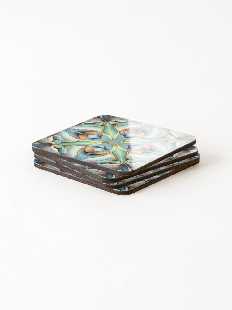 Thumbnail 4 of 5, Coasters (Set of 4), Dynamic Pastel Transitional Pattern Digital Painting designed and sold by CodeAndColors.