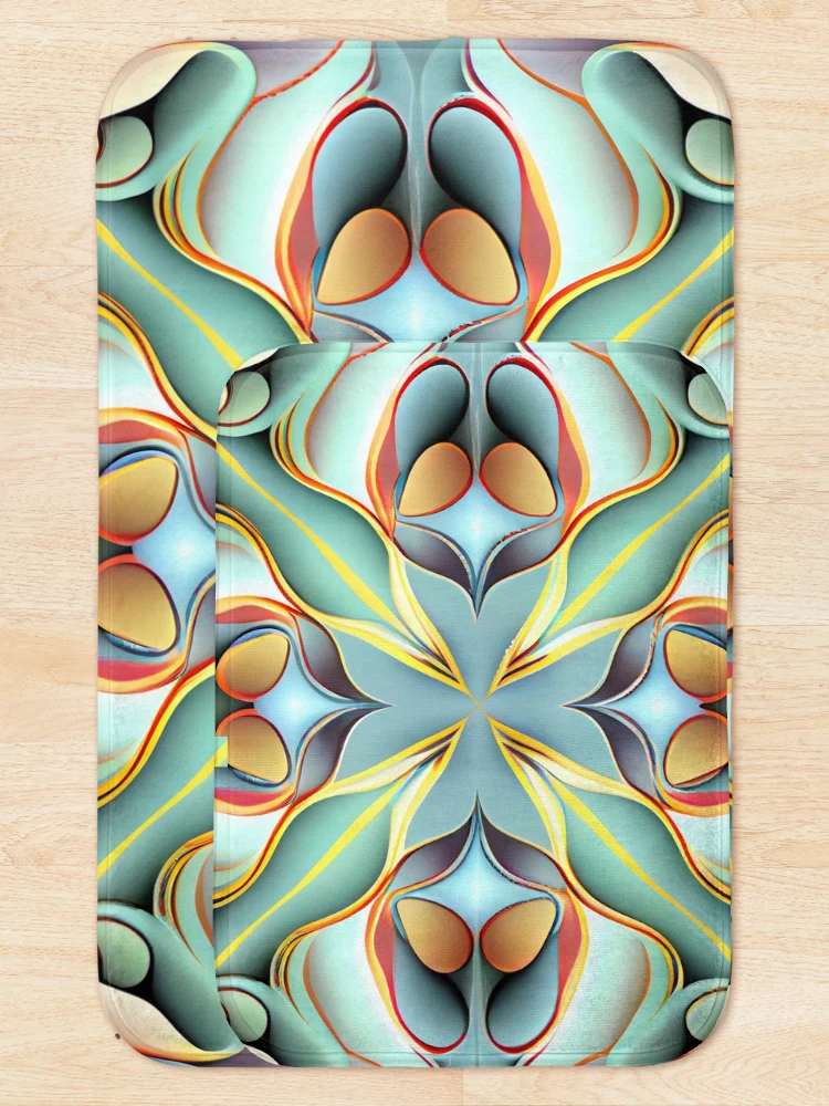 Thumbnail 5 of 6, Bath Mat, Dynamic Pastel Transitional Pattern Digital Painting designed and sold by CodeAndColors.
