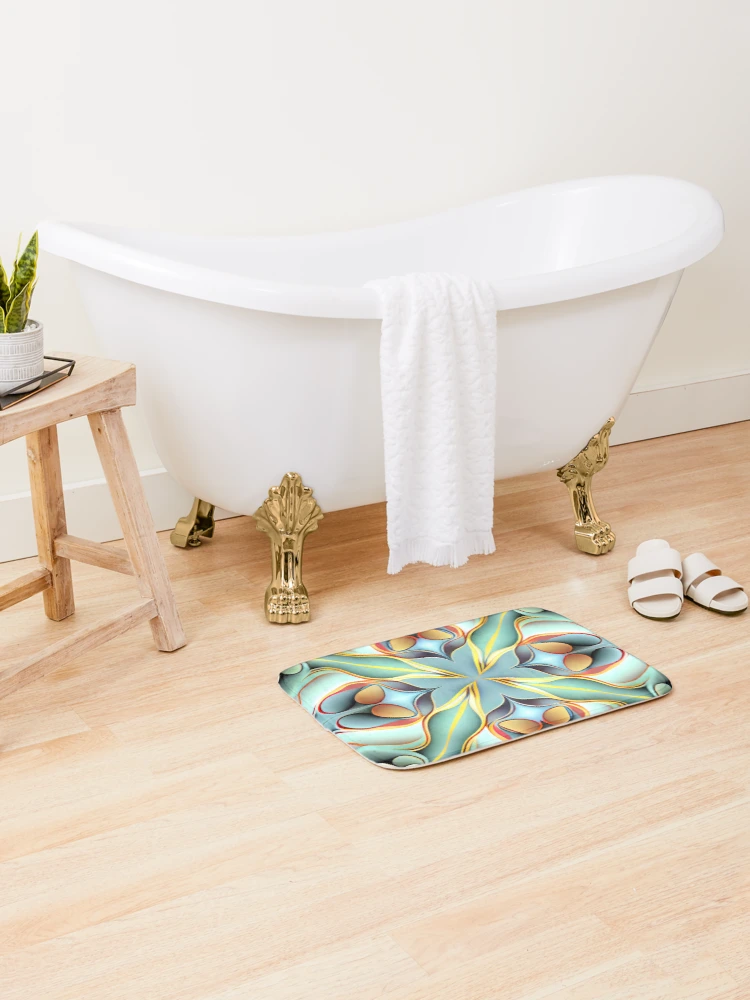 Thumbnail 2 of 6, Bath Mat, Dynamic Pastel Transitional Pattern Digital Painting designed and sold by CodeAndColors.