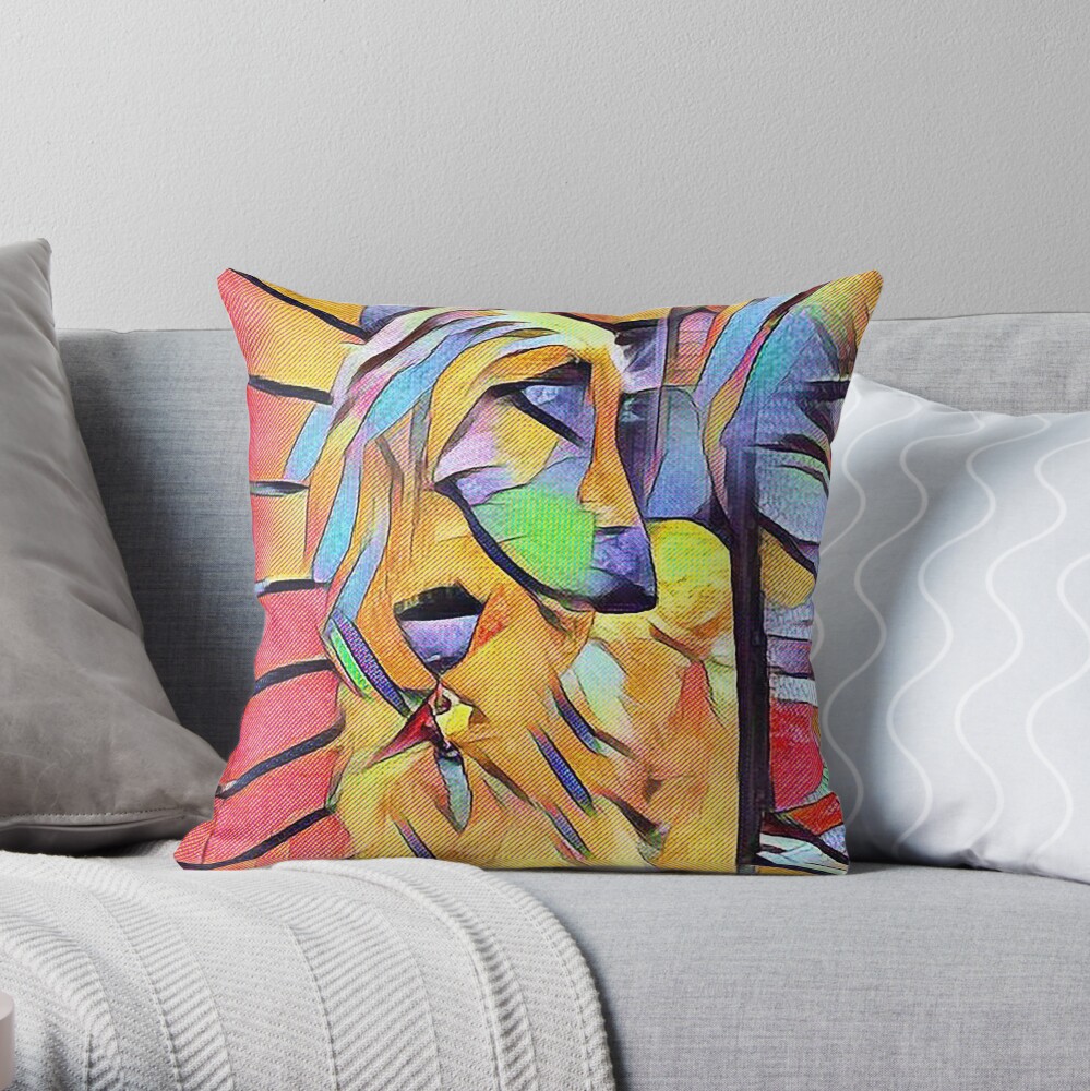 Afghan Hound at Cafe Throw Pillow