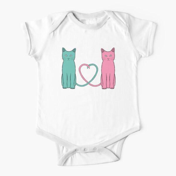 Cat Love Short Sleeve Baby One-Piece