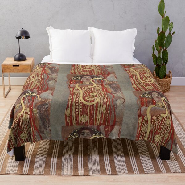 Item preview, Hygieia by Gustav Klimt, famous masterpiece, gold and red colors designed and sold by EmeraldeaArt.