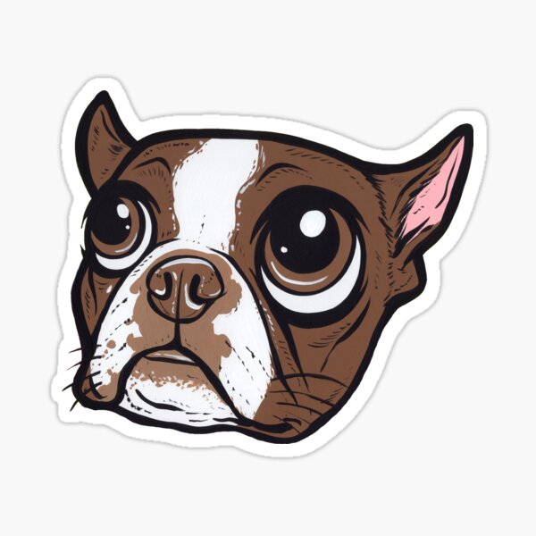Brown Boston Terrier Sticker