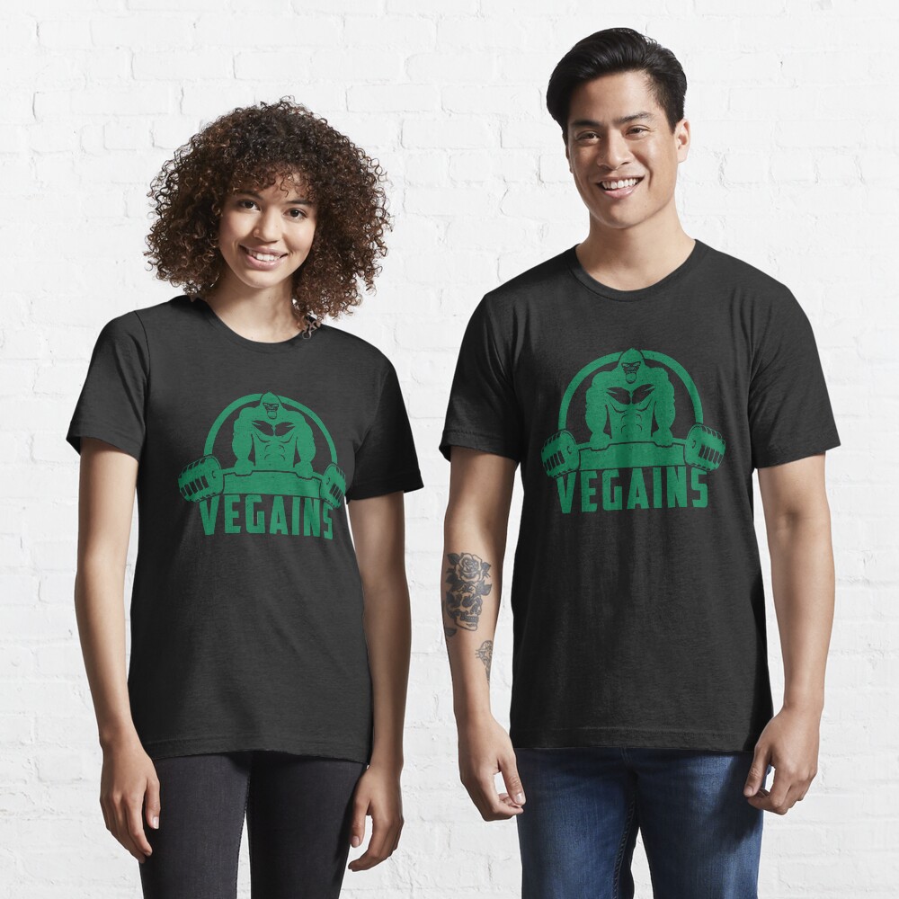 Vegains Vegan Muscle Gorilla - Funny Workout Quote Gift Essential T-Shirt