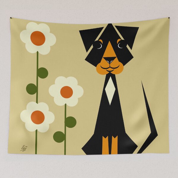 Item preview, Stylized Hound Dog Sitting By Flowers designed and sold by studioart.