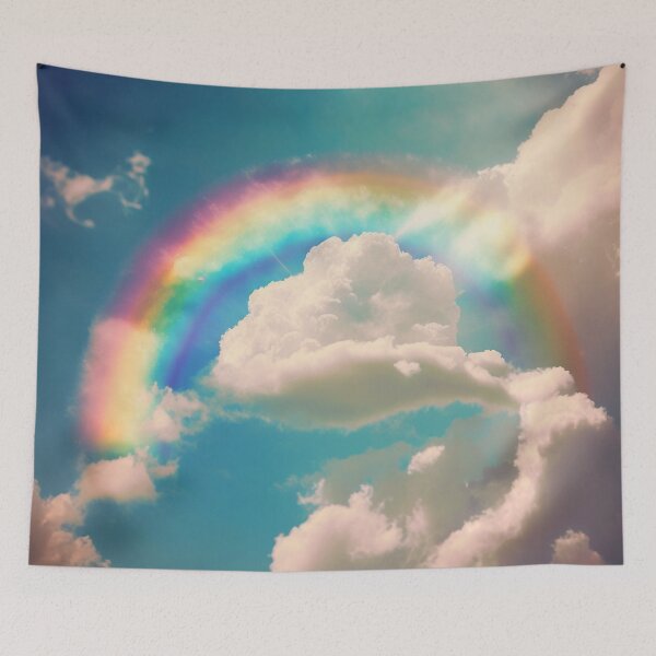 Item preview, Colorful Rainbow in a Blue Sky with Puffy Whilte Clouds as a Symbol of Hope and Fortune designed and sold by Dragonstrom.