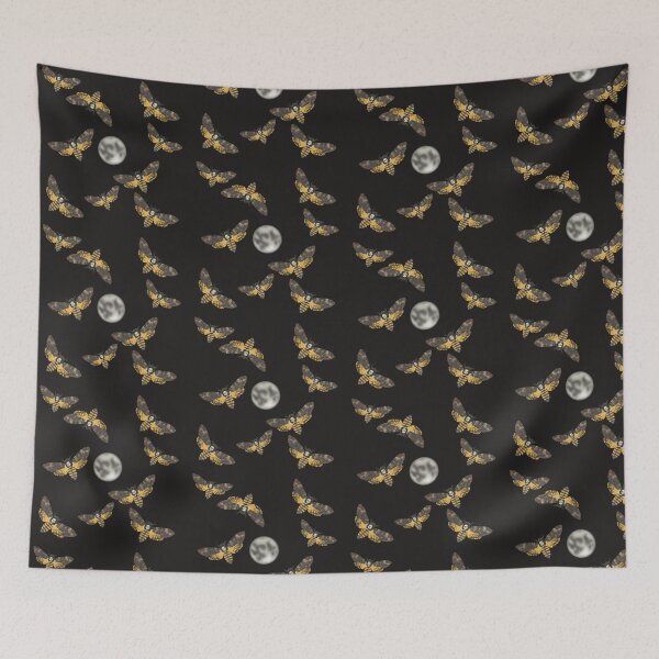 Item preview, Death's Head Moth and Moons Black designed and sold by Ashley Gagnon.