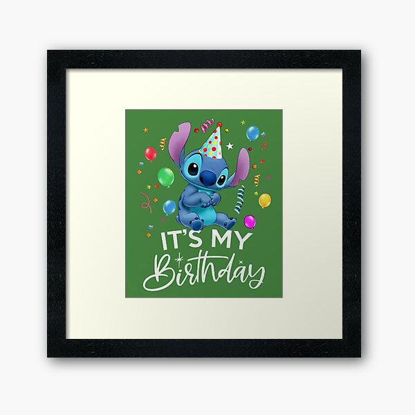 Lámina enmarcada for Sale con la obra «Feliz cumpleaños es Stitch