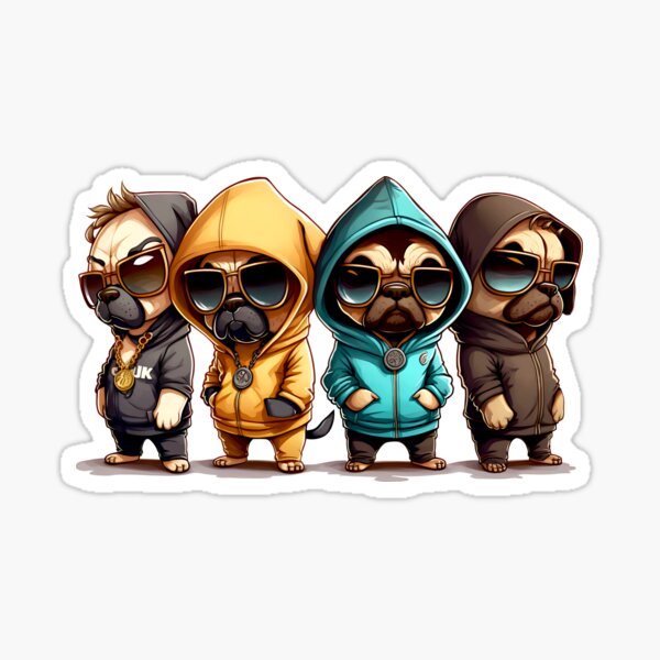Vista previa del artículo con la obra «Pug Thugs - Banda de chicos», diseñado y vendido por TheSillySartor.