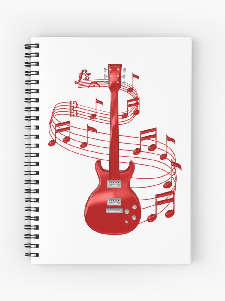 Cuaderno de espiral «Guitarra eléctrica roja con notas musicales» de  CoolDoodles | Redbubble