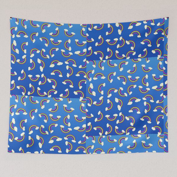Item preview, Cute and Colorful Rainbow Pattern on Blue designed and sold by Blkstrawberry.