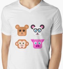 Cute Animal Friends Vector Men's V-Neck T-Shirt