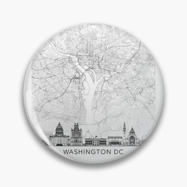 Item preview, Washington DC Map Skyline BW Line by LandSartprints designed and sold by LandSartprints.