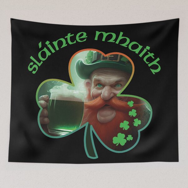 Item preview, LEPRECHAUN DRINKING GREEN BEER, SLAINTE MHAITH, ST. PATRICK'S DAY designed and sold by FlutteringWings.
