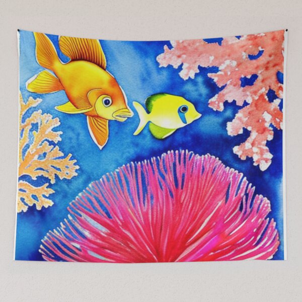 Item preview, Ocean Reef Life in Watercolor designed and sold by SquishStitches.