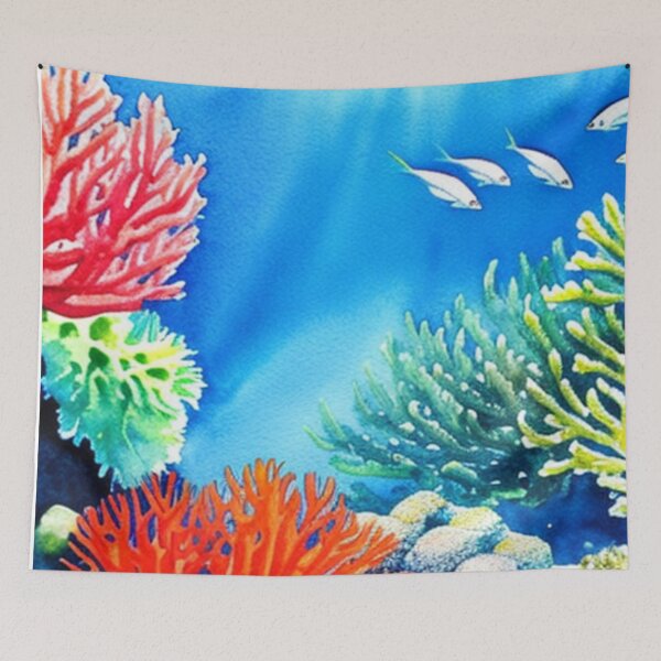 Item preview, Ocean Reef in Watercolor designed and sold by SquishStitches.