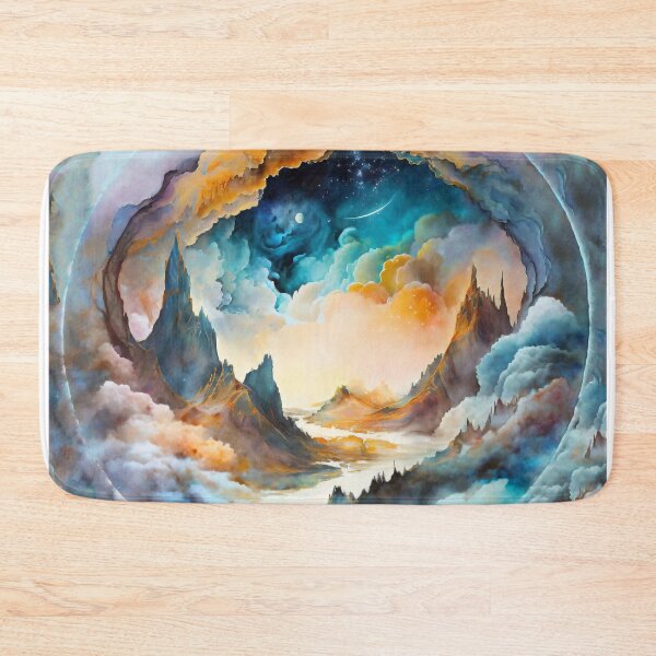 Item preview, Watercolor Mountain Clouds Dreamscape Circle designed and sold by entwithanaxe.