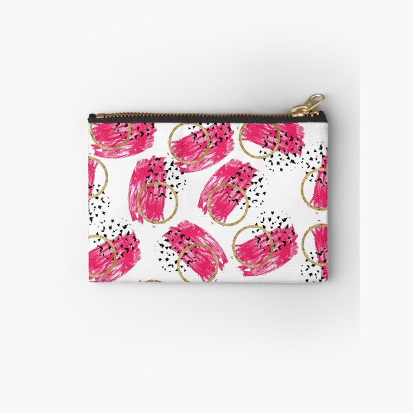 Item preview, Abstract Black Pink and Faux Gold Brushstrokes designed and sold by Blkstrawberry.