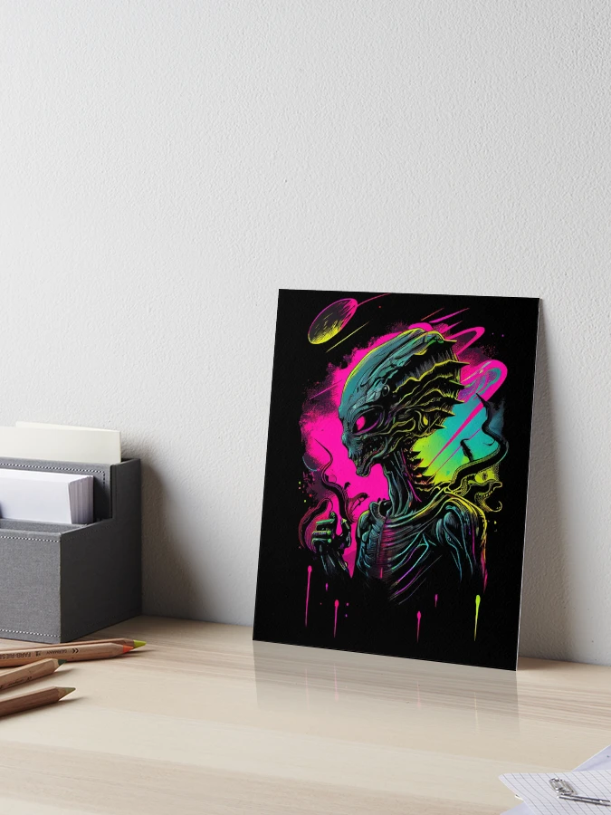 Alien Synthwave Retrowave Colorful 80s Style Graphic