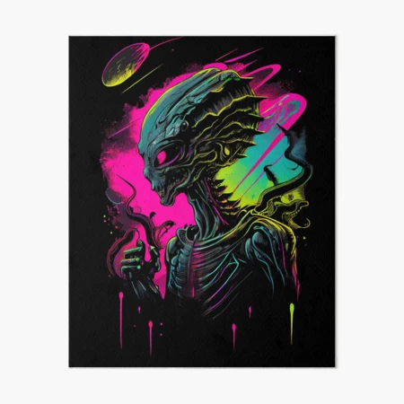 Alien Synthwave Retrowave Colorful 80s Style Graphic