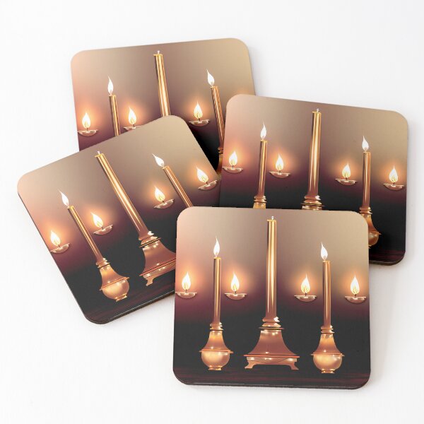 Item preview, a set of three gold candles sitting on top of a table designed and sold by DesignAtYO.
