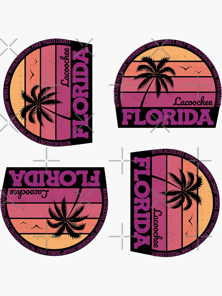 "Lacoochee Florida Sunset Retro Vintage Local Pride Logo " Sticker for