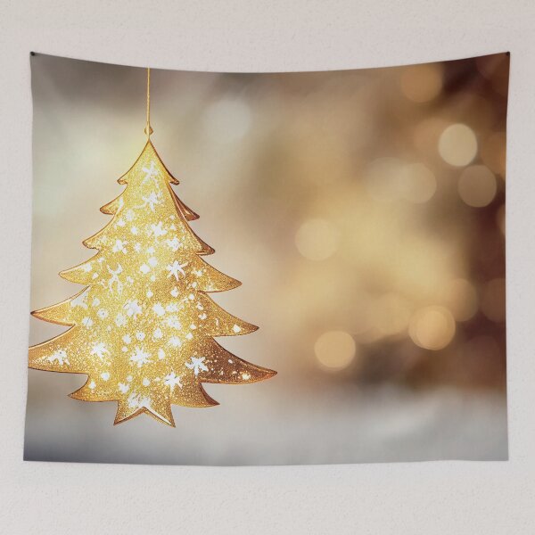 Item preview, a golden christmas tree ornament hanging from a string designed and sold by DesignAtYO.