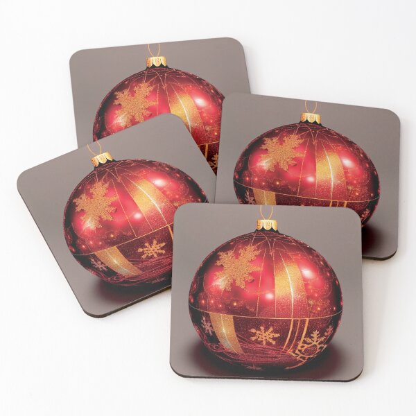 Item preview, a red and gold christmas ornament with snowflakes designed and sold by DesignAtYO.