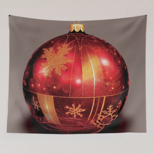 Item preview, a red and gold christmas ornament with snowflakes designed and sold by DesignAtYO.