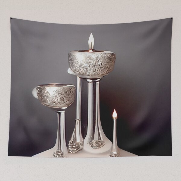 Item preview, a silver candle holder sitting on top of a white table designed and sold by DesignAtYO.